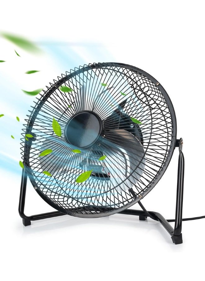 AHAKAC AHAKAC Table Fan, 3 Speed ​​Portable Metal Fan, Home Quiet Fan, High Speed ​​Floor Fan, Adjustable Tilt, Suitable for Home Office Bedroom, Black (9 Inch)  - Image 1