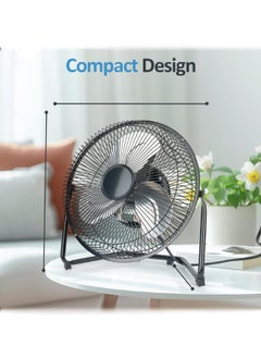 AHAKAC AHAKAC Table Fan, 3 Speed ​​Portable Metal Fan, Home Quiet Fan, High Speed ​​Floor Fan, Adjustable Tilt, Suitable for Home Office Bedroom, Black (9 Inch)  - Image 3