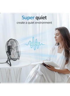AHAKAC AHAKAC Table Fan, 3 Speed ​​Portable Metal Fan, Home Quiet Fan, High Speed ​​Floor Fan, Adjustable Tilt, Suitable for Home Office Bedroom, Black (9 Inch)  - Image 4
