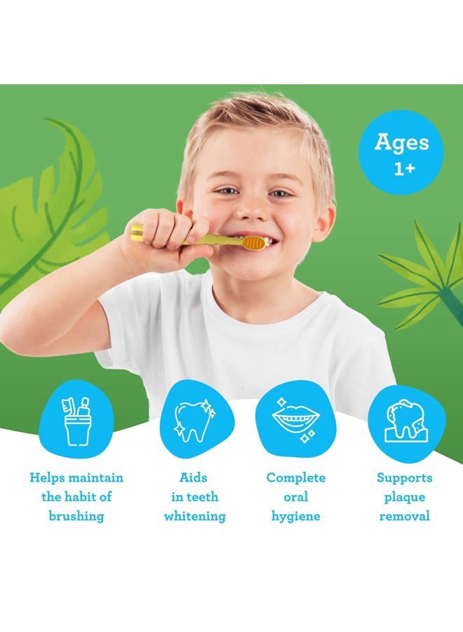 GuruNanda Kids Butter On Gums Cute Giraffe Toothbrush with Tongue Scraper & Cover - Super Soft Bristles for Gentle Cleaning -Ergonomic Handle (Age 1+) - Image 2