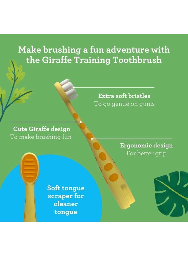 GuruNanda Kids Butter On Gums Cute Giraffe Toothbrush with Tongue Scraper & Cover - Super Soft Bristles for Gentle Cleaning -Ergonomic Handle (Age 1+) - Image 3
