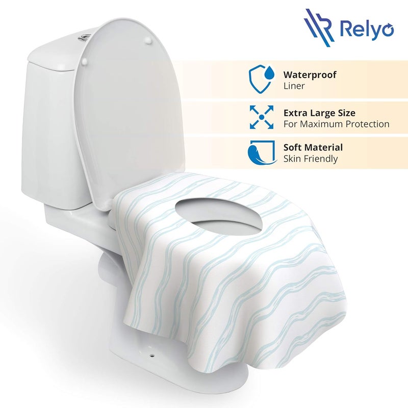 Relyo Toilet Seat Covers Disposable - 20 Pack - Waterproof, Ideal for Kids and Adults – Extra Large, Individually Wrapped for Travel, Toddlers Potty Training in Public Restrooms (Waves, 20) - Image 2