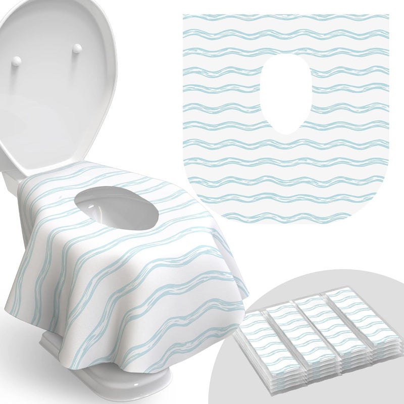 Relyo Toilet Seat Covers Disposable - 20 Pack - Waterproof, Ideal for Kids and Adults – Extra Large, Individually Wrapped for Travel, Toddlers Potty Training in Public Restrooms (Waves, 20) - Image 1