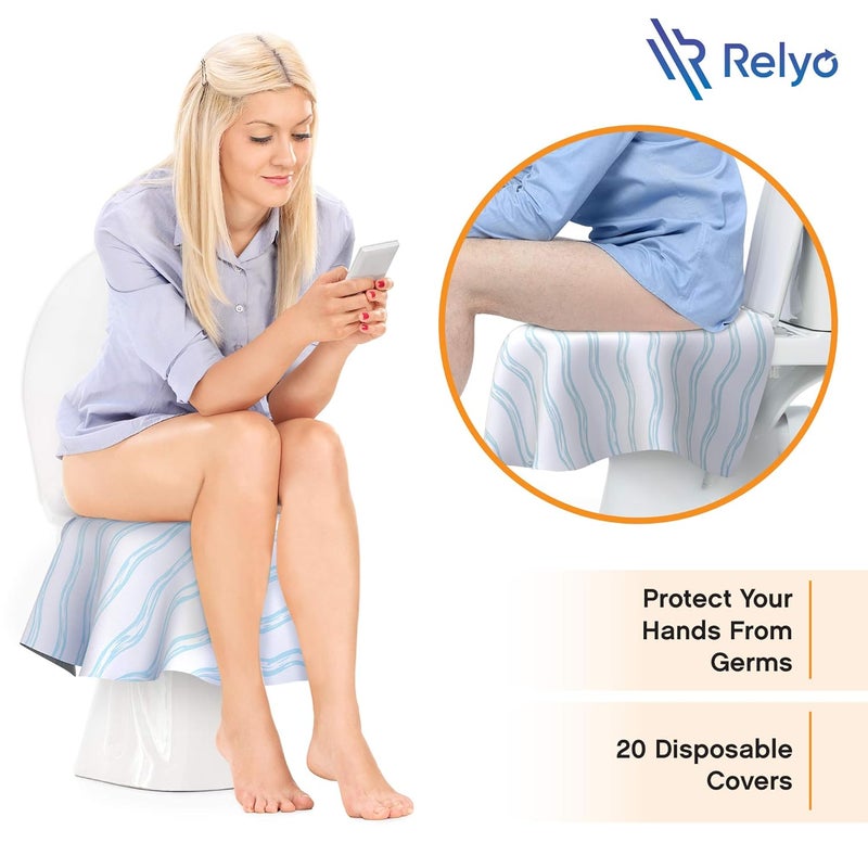 Relyo Toilet Seat Covers Disposable - 20 Pack - Waterproof, Ideal for Kids and Adults – Extra Large, Individually Wrapped for Travel, Toddlers Potty Training in Public Restrooms (Waves, 20) - Image 3