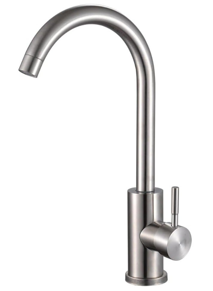 Rubik Wash Basin Mixer Faucet Tap, Hot And Cold Single Handle 304 Stainless Steel Single Hole (35cm Height) - Image 1