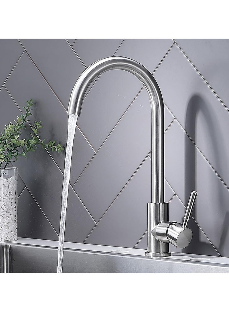 Rubik Wash Basin Mixer Faucet Tap, Hot And Cold Single Handle 304 Stainless Steel Single Hole (35cm Height) - Image 2