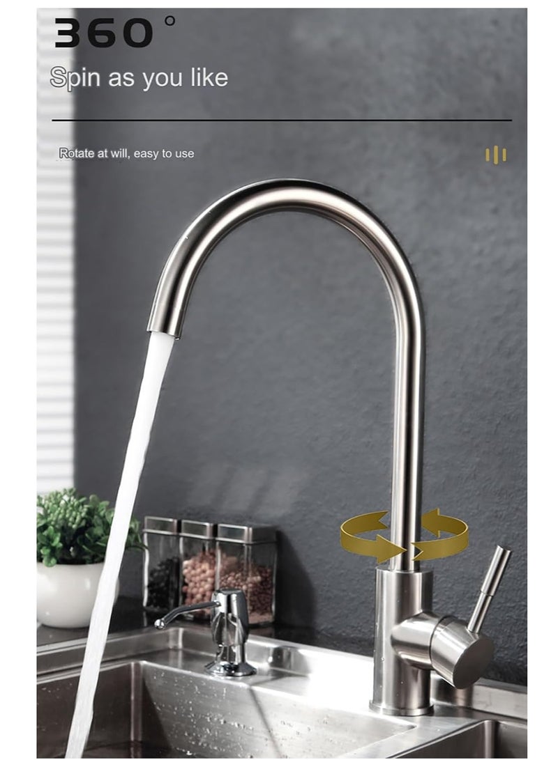 Rubik Wash Basin Mixer Faucet Tap, Hot And Cold Single Handle 304 Stainless Steel Single Hole (35cm Height) - Image 4