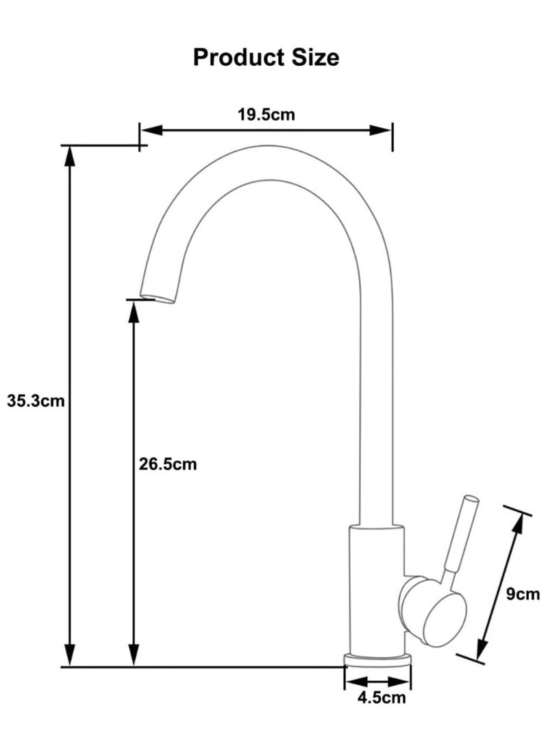 Rubik Wash Basin Mixer Faucet Tap, Hot And Cold Single Handle 304 Stainless Steel Single Hole (35cm Height) - Image 5