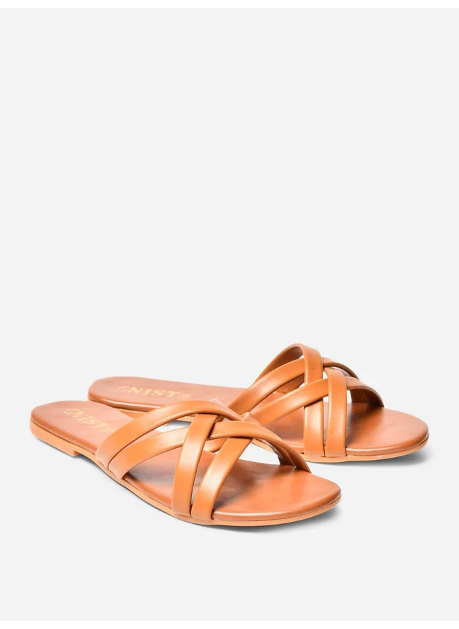GNIST GNIST Cross Strap Open Toe Flat Sandals