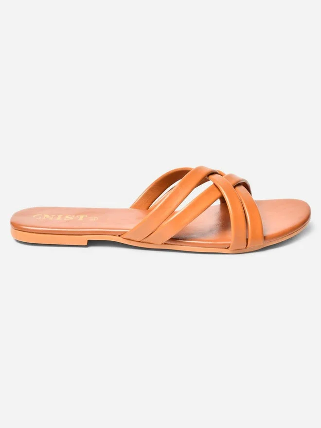 GNIST GNIST Cross Strap Open Toe Flat Sandals
