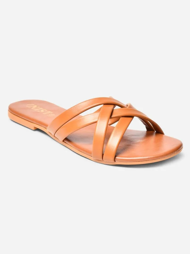 GNIST GNIST Cross Strap Open Toe Flat Sandals