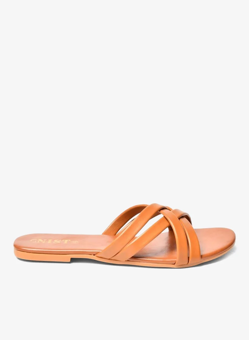 GNIST GNIST Cross Strap Open Toe Flat Sandals