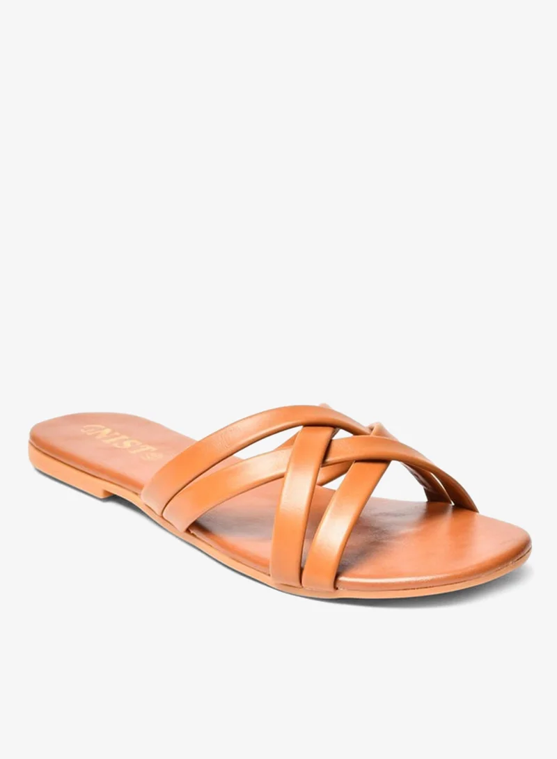 GNIST GNIST Cross Strap Open Toe Flat Sandals