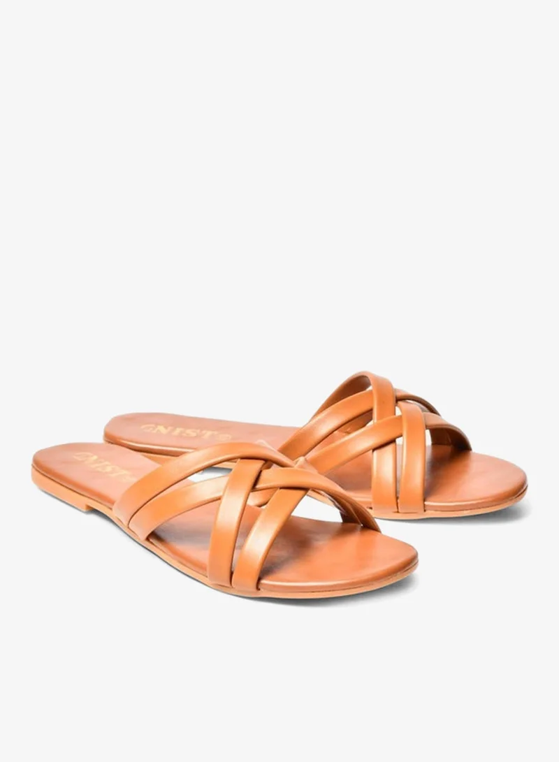 GNIST GNIST Cross Strap Open Toe Flat Sandals