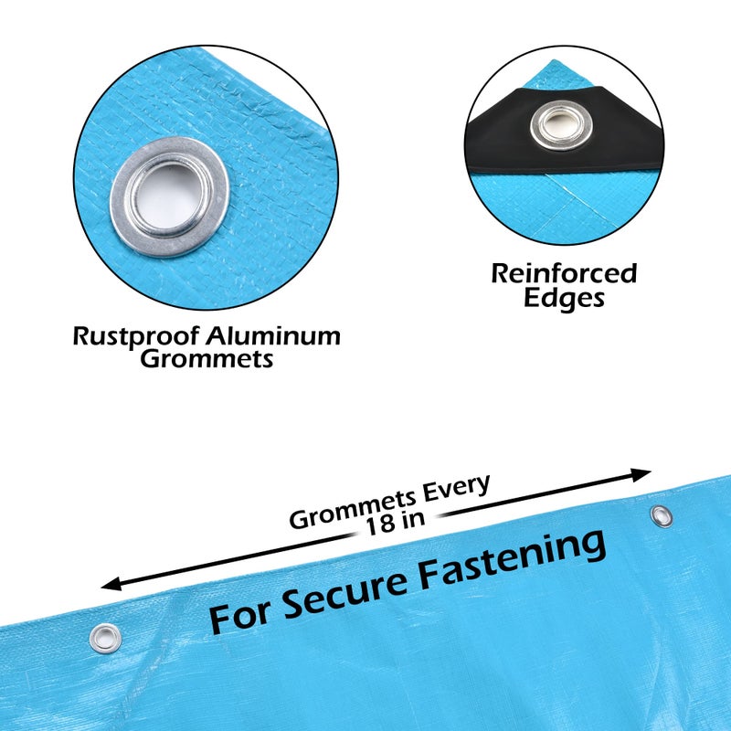 Teal Elite Tarps Heavy Duty Waterproof 8x10-12 mil Thick Camping Tent - Blue Tarp 8x10 UV Resistant, Rip & Tear Proof with Metal Grommets â€“ Multipurpose Use for Camping, Tent, Boat, RV, Car, & Pool Cover - Image 3