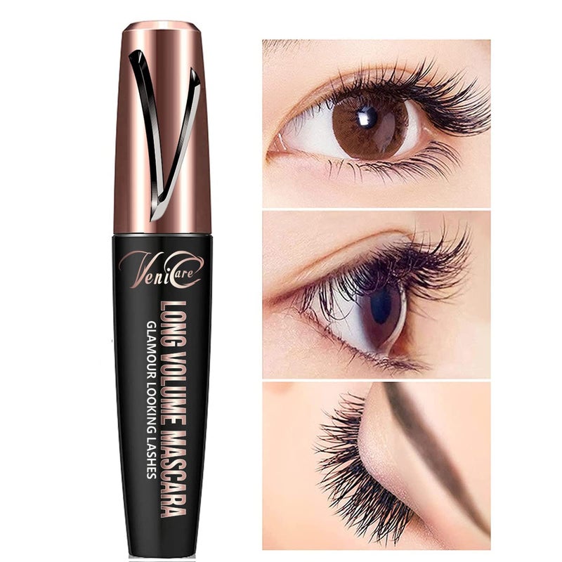 Venicare 4D Silk Fiber Lash Mascara Liquid Extension Makeup Eye Lash Kit Luxuriously Longer Thicker Voluminous Eyelashes Waterproof Smudge-proof Natural No Clumping Smudging Lasting All Day 2 Pack - Image 2