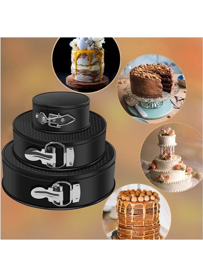 XiuWoo 3-Piece Attractive Round Cake Pans Non Stick Round Cake Mould Pan Set Springform Cheese cake Pan Non Stick Mold Cake Pan Leakproof Round Mold Cake Pan Set for Oven Baking Carbon Steel 4 7 9 Inches  - Image 4