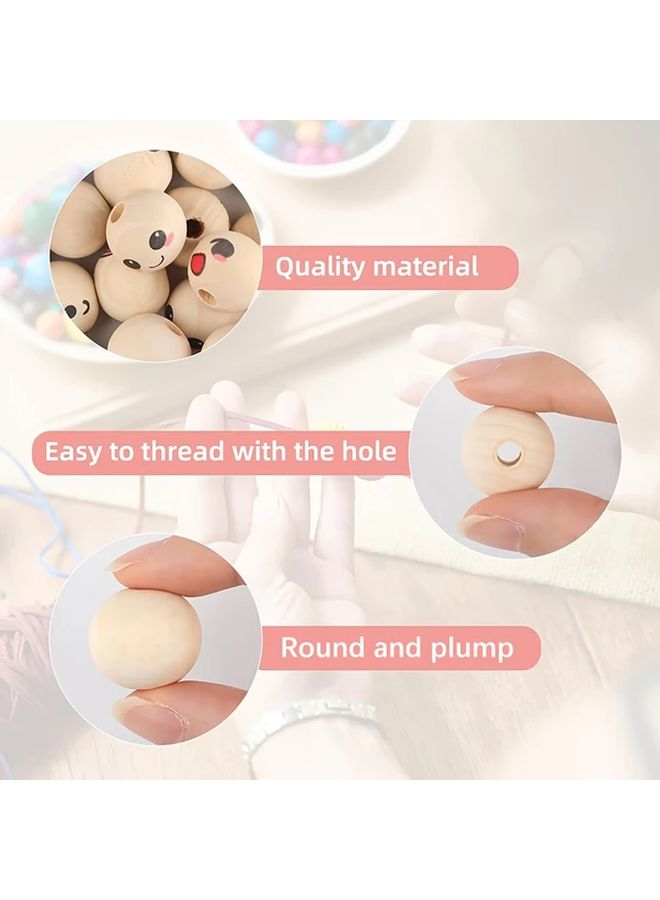 حبات خشبية للحرف اليدوية 8 أحجام 25 ملم صنع مجوهرات DIY ماكرامي إكليل زينة مزرعة - Image 4