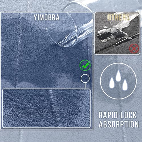Yimobra Memory Foam Bath Mat, Super Soft Absorbent Bathroom Rug Non Slip, Quick Dry, Machine Washable Floor Carpet for Tub Shower, Home Decor Accessories, 24x17, Denim Blue - Image 4