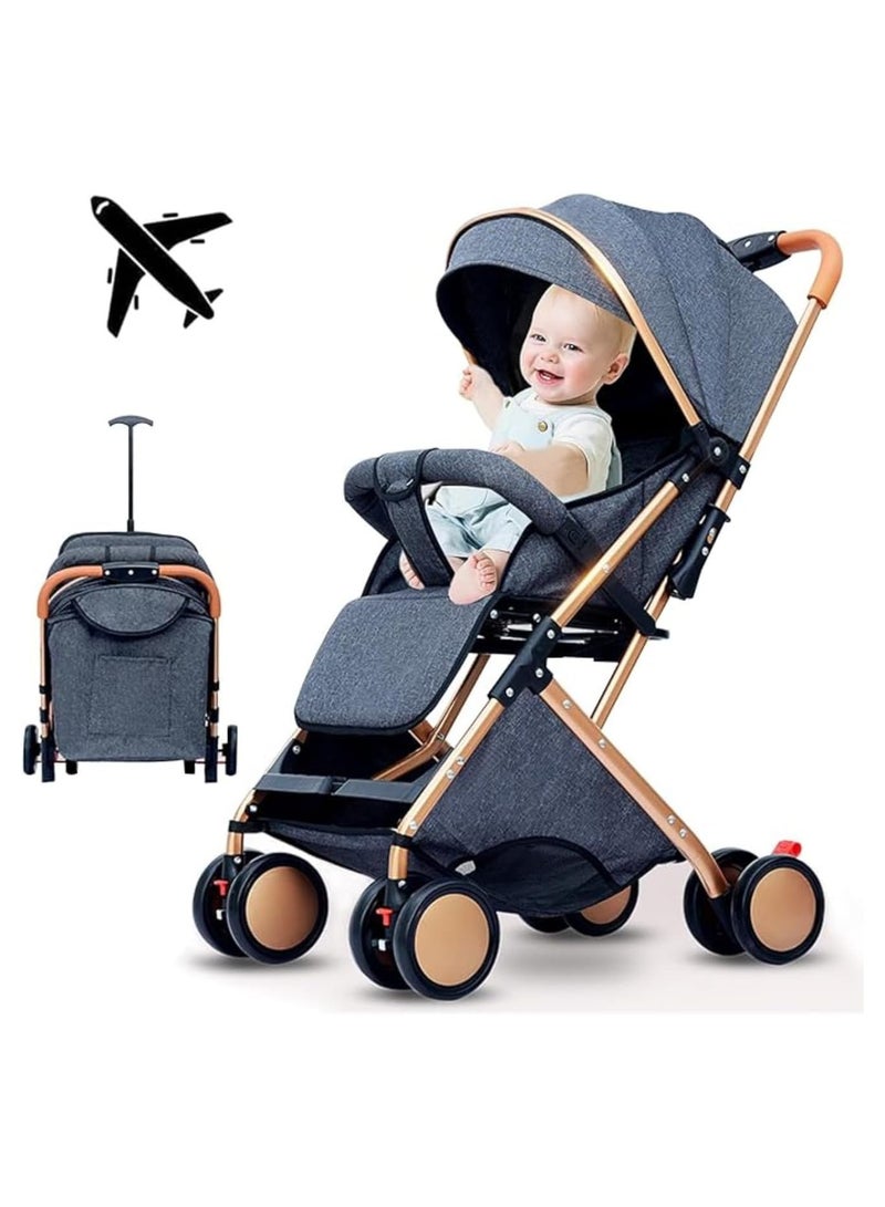 Gray Lightweight Airplane Approved Travel Stroller for Plane - Image 1