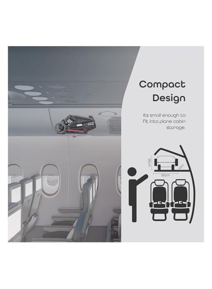 Gray Lightweight Airplane Approved Travel Stroller for Plane - Image 2