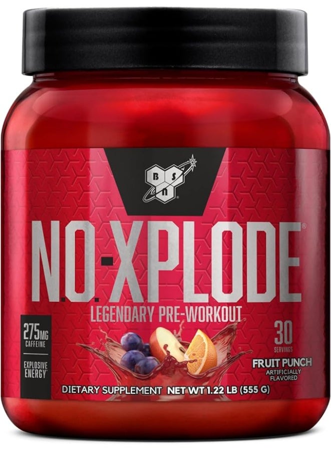 BSN N.O.-XPLODE Pre Workout Fruit Punch 30 Servings – Energy, Focus & Performance with Creatine + Beta-Alanine - Image 1