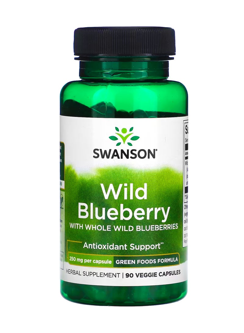سوانسون التوت الأزرق البري مع التوت الأزرق البري الكامل  250 ملجم  90 كبسولة نباتية