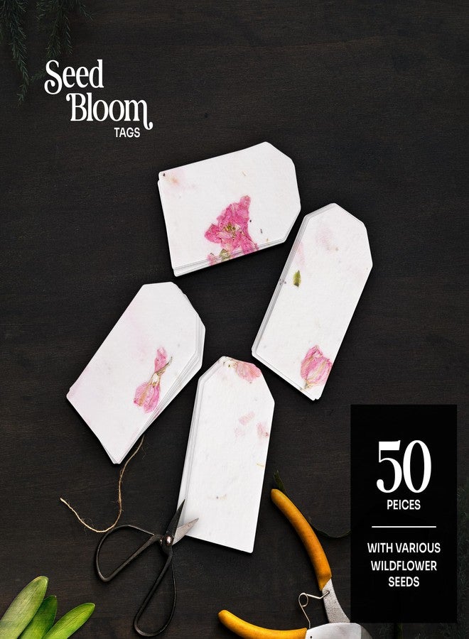 Seed Bloom 50Pcs Plantable Pink Seed Paper Tags with Wildflower Seeds, Writable & Plantable Present for Moms, Plant Lover, Teachers, Ideal for Weddings, Baby Shower Favors, Memorial, & Celebrations - Image 2