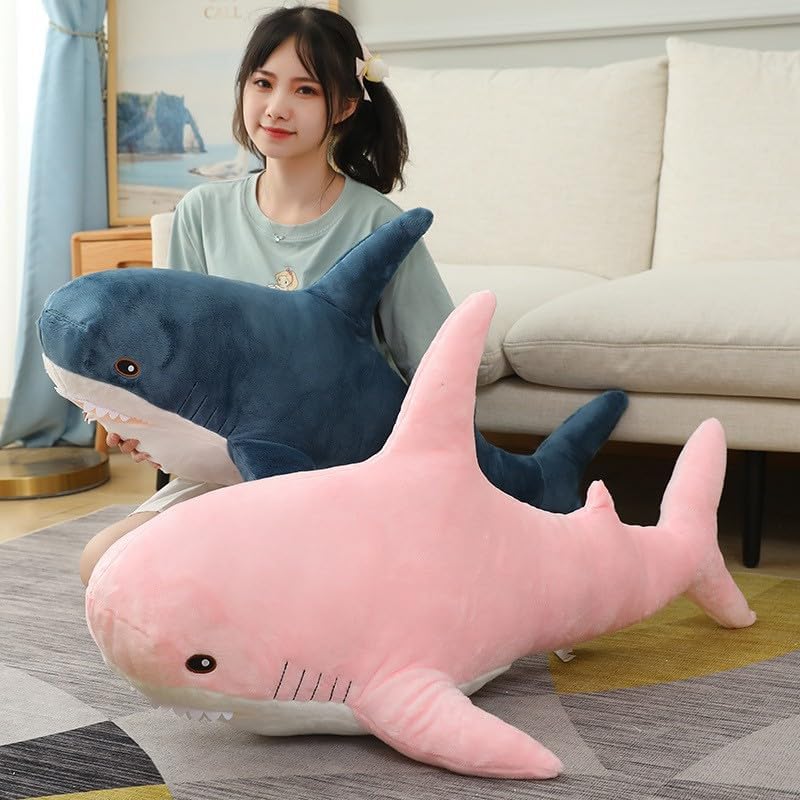 XIAOHONG Soft Colored Shark Plush Hugging Pillow 23 inch Shark Stuffed Animal Plushie Ocean Animals Rainbow Shark Plush Toy Cute Cuddle Gifts for Kids and Adults Pink - Image 3