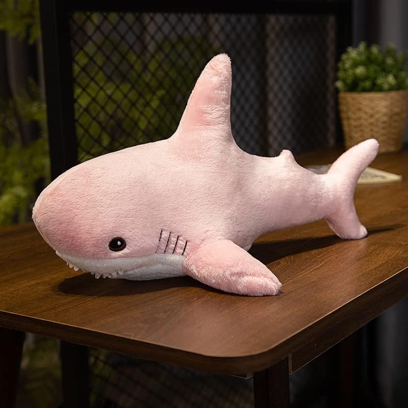 XIAOHONG Soft Colored Shark Plush Hugging Pillow 23 inch Shark Stuffed Animal Plushie Ocean Animals Rainbow Shark Plush Toy Cute Cuddle Gifts for Kids and Adults Pink - Image 1