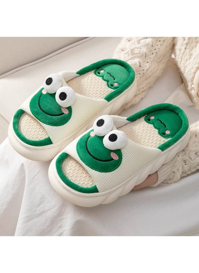 Yoroka Cartoon slippers Cute Animal Shape Slippers,Thick Sole Soft Indoor Outdoor Slippers for Women Frog8  - Image 3