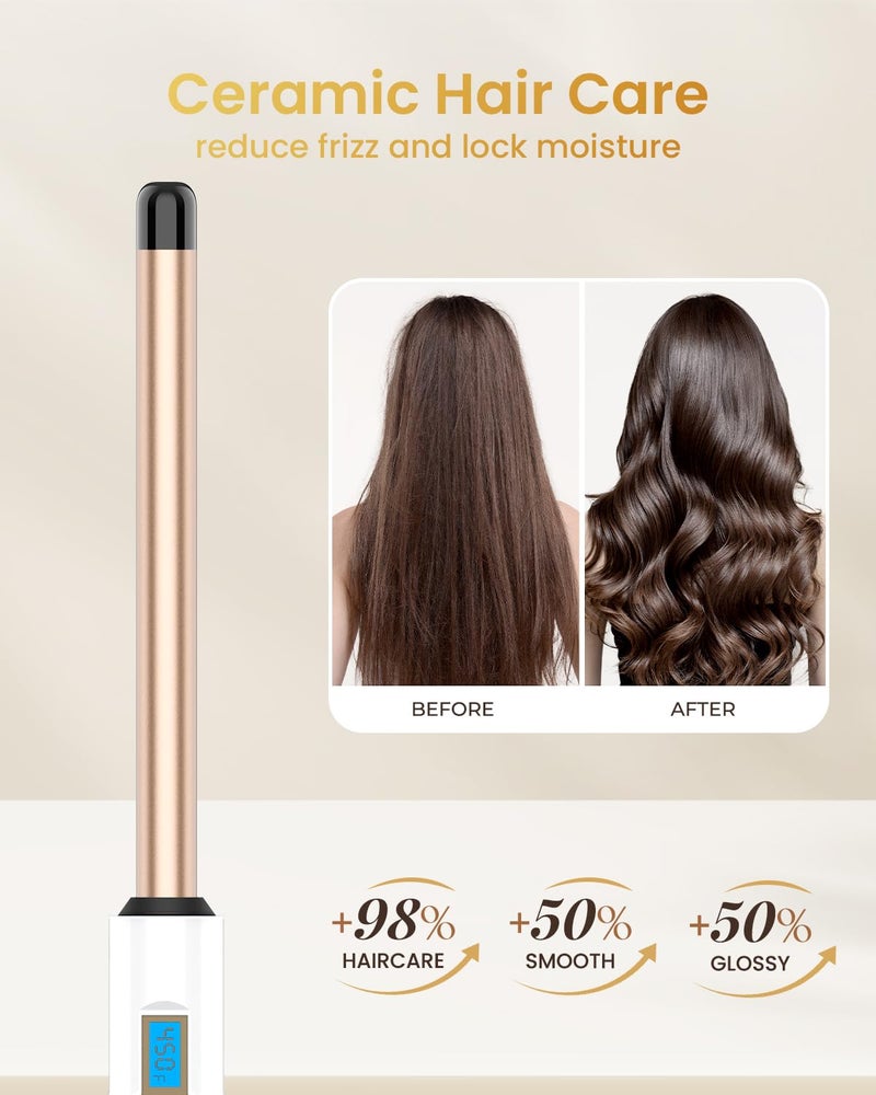 HOSON 3/4 Inch Curling Wand for Long Hair,19mm Ceramic Wand Curling Iron Extra Long Barrel, Dual Voltage, 10 Temps - Image 4