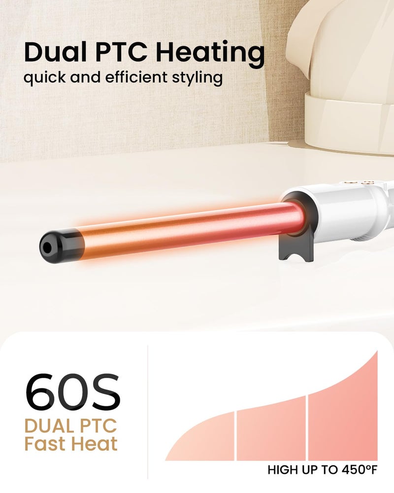 HOSON 3/4 Inch Curling Wand for Long Hair,19mm Ceramic Wand Curling Iron Extra Long Barrel, Dual Voltage, 10 Temps - Image 3