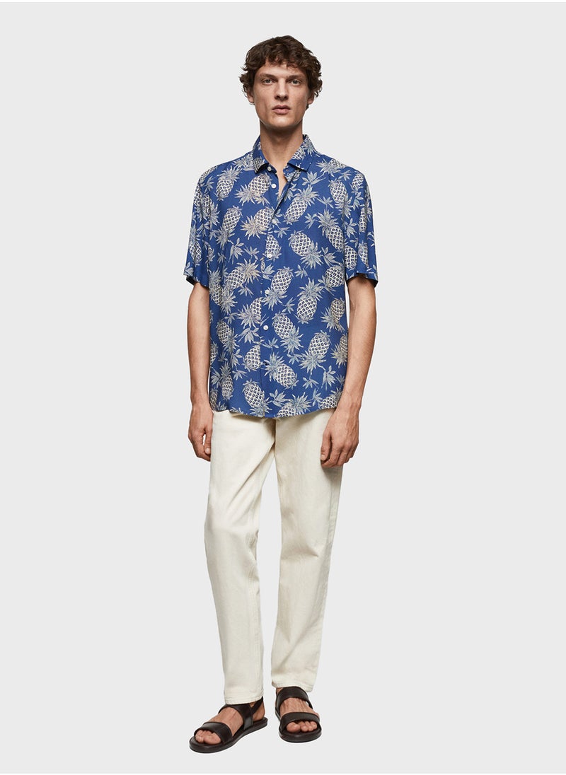 Mango Man قميص بانت ه مطبوع بتصميم عادي  - Image 4
