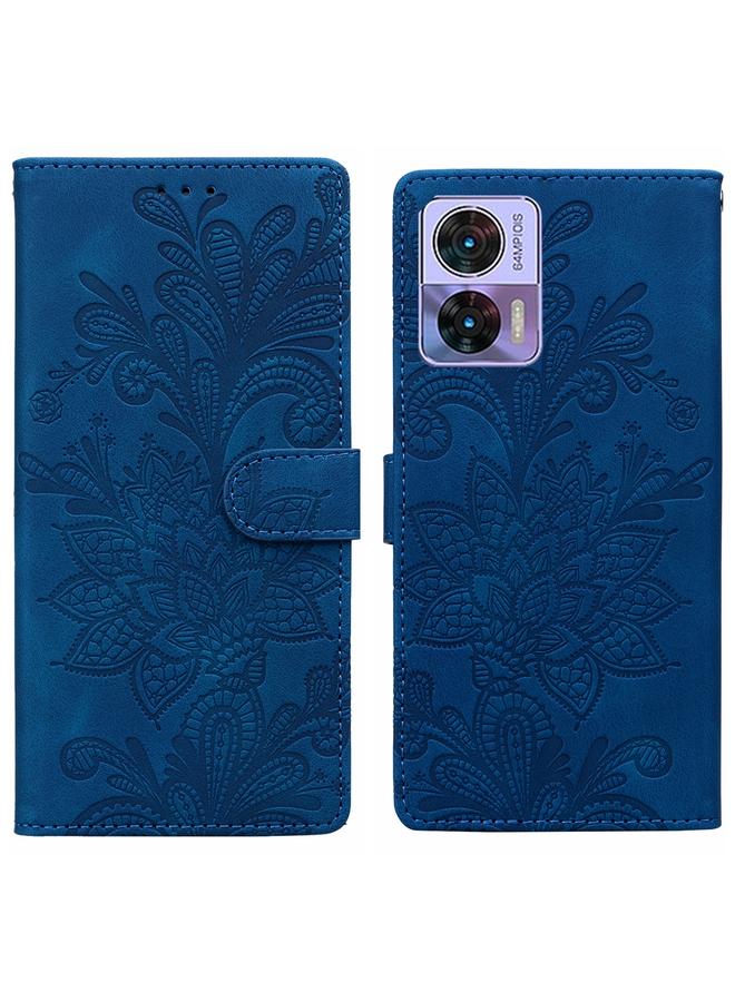 اس-توب جراب لهاتف Motorola Edge 30 من مادة البولي يوريثان مع مشبك مغناطيسي منقوش بالزهور وحزام معصم - Image 1