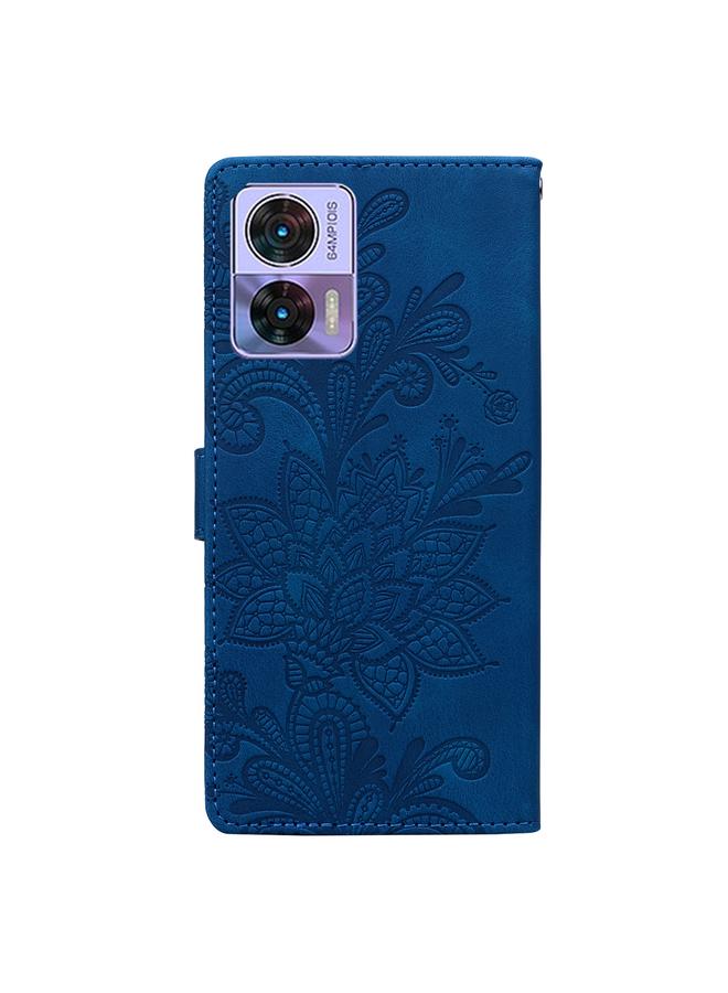 اس-توب جراب لهاتف Motorola Edge 30 من مادة البولي يوريثان مع مشبك مغناطيسي منقوش بالزهور وحزام معصم - Image 3