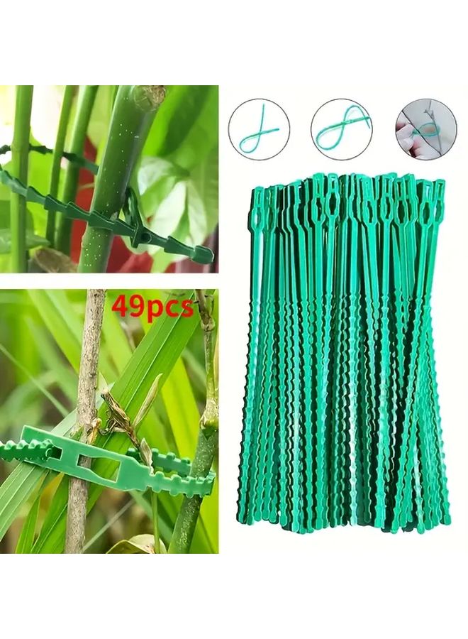 49 Pcs 13cm Green Garden Tie Straps Plastic Coated Fishbone Design Plant Support - Image 1