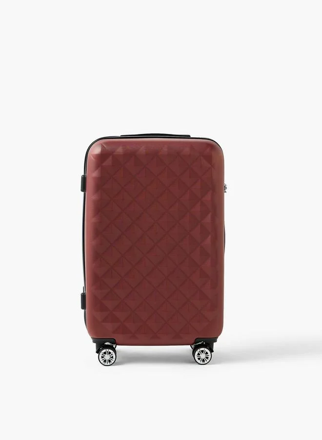 Wave BURGUNDY Textured Hardcase Luggage Trolley With Retractable Handle - 24 Inches Check-In Bag  | Best Price UAE