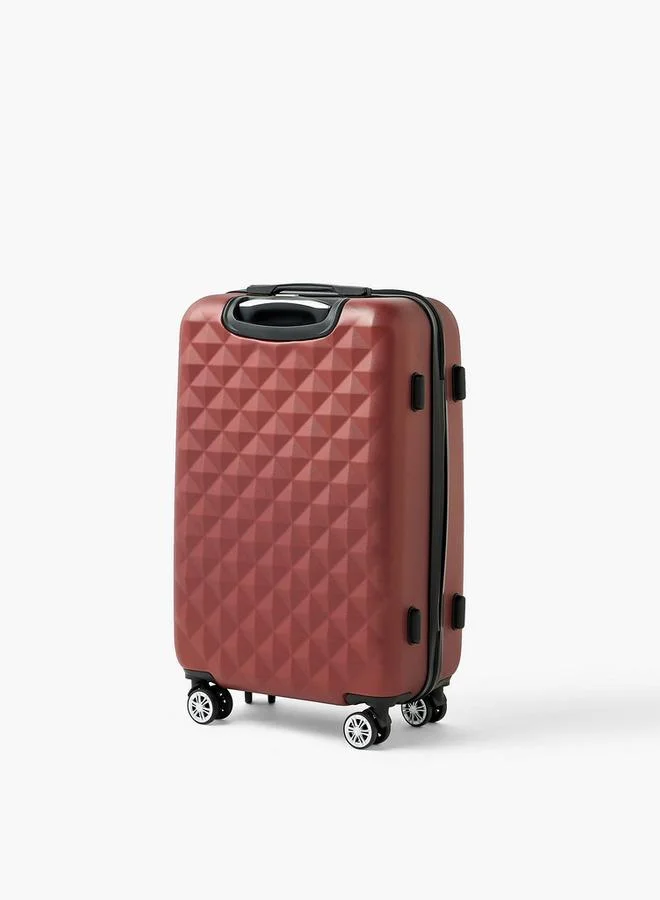Wave BURGUNDY Textured Hardcase Luggage Trolley With Retractable Handle - 24 Inches Check-In Bag  | Best Price UAE
