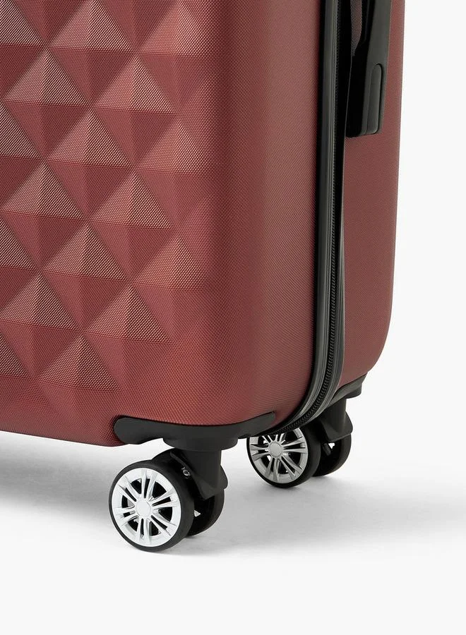 Wave BURGUNDY Textured Hardcase Luggage Trolley With Retractable Handle - 24 Inches Check-In Bag  | Best Price UAE