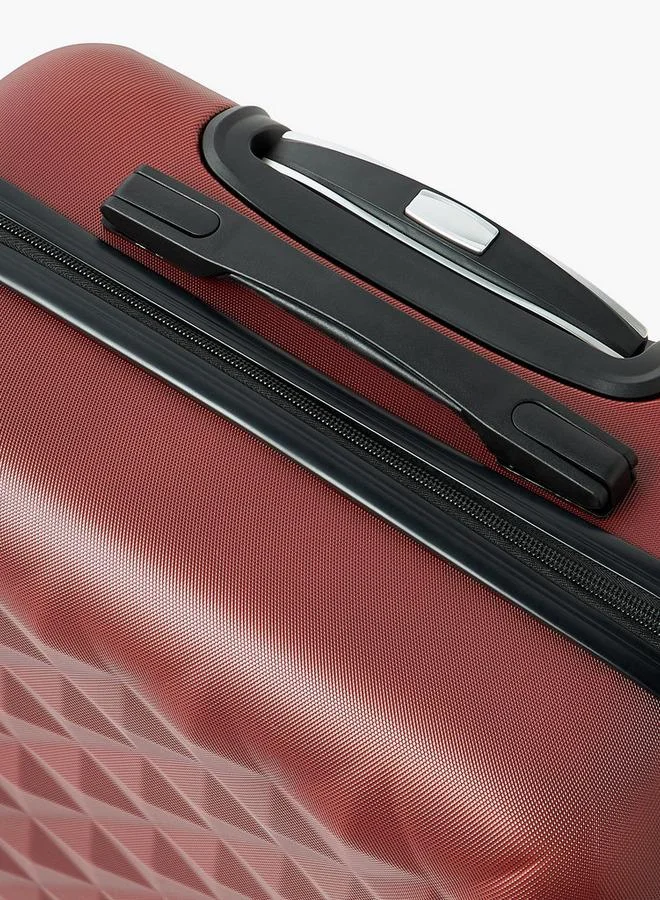 Wave BURGUNDY Textured Hardcase Luggage Trolley With Retractable Handle - 24 Inches Check-In Bag  | Best Price UAE