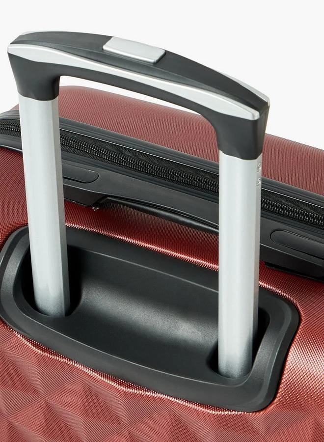 Wave BURGUNDY Textured Hardcase Luggage Trolley With Retractable Handle - 24 Inches Check-In Bag  | Best Price UAE