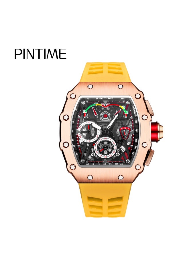 PINTIME Fashion Mens Watch Hallow Punk Chronograph Sports Wristwatch Luxury Designer Mens Watch - Image 1