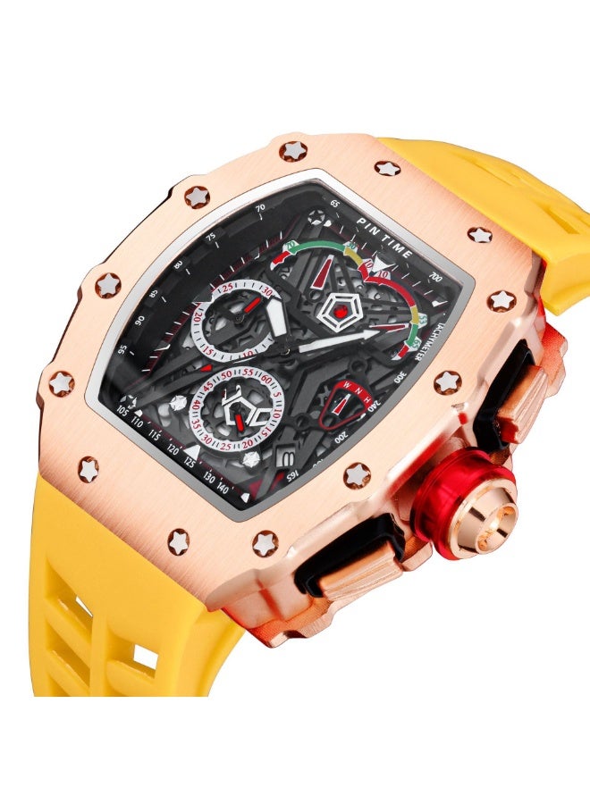 PINTIME Fashion Mens Watch Hallow Punk Chronograph Sports Wristwatch Luxury Designer Mens Watch - Image 4