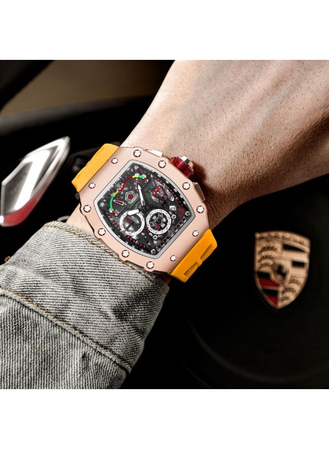 PINTIME Fashion Mens Watch Hallow Punk Chronograph Sports Wristwatch Luxury Designer Mens Watch - Image 5