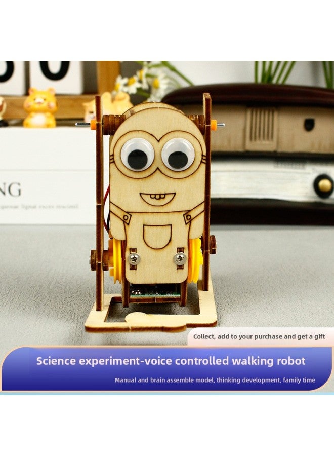 Smart Sensor Controlled Walking Robot Science Crafts Children's DIY Invention Kit Wooden Material Bagged Educational Toy For Teens-Color:Material Package (feeding Tool)  - Image 1
