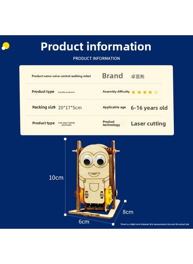Smart Sensor Controlled Walking Robot Science Crafts Children's DIY Invention Kit Wooden Material Bagged Educational Toy For Teens-Color:Material Package (feeding Tool)  - Image 3
