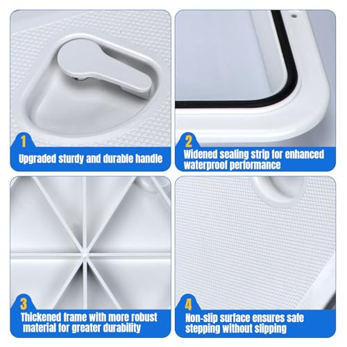 Smart Marine smartmarine 24"x14" Marine Boat Deck Hatch Cover,Boat Access Hatch & Lid, 2pcs Hatch Handles Lock.Black/White (White) - Image 5