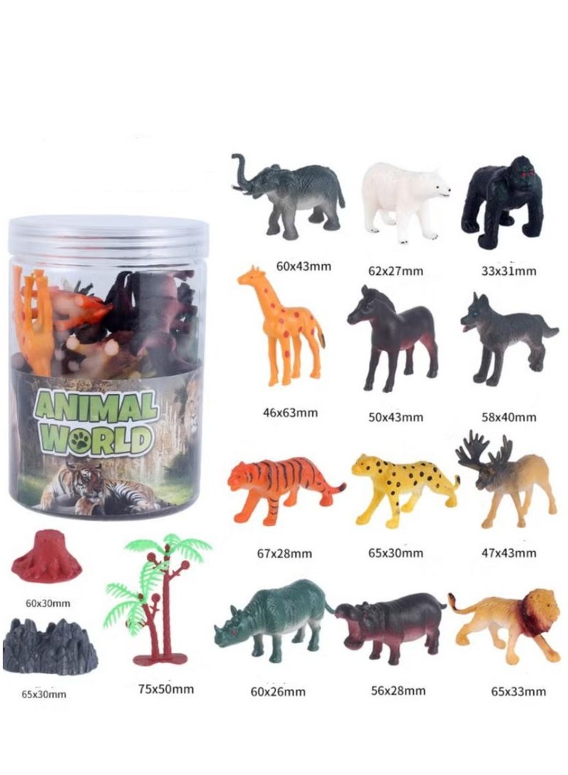 DURKU 12 Type Safari Animals Figures Toys with Storage box, Realistic Plastic Animals Play, Giraffe Enduational Toys Playset for Kids Toddler Party Supplies