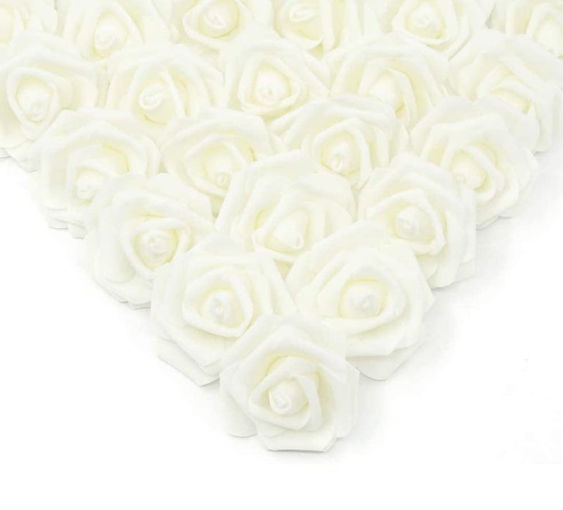 VRB Dec 24 قطعة من الزهور الصناعية الوردية للتزيين، زهرة صناعية، زهرة لتصفيف الشعر، زهرة للعبادة، لتزيين المنزل، ديوالي. (24 قطعة - وردة كبيرة بيضاء من الفوم) - Image 5